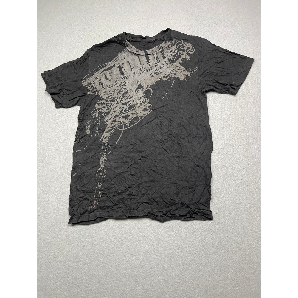 Affliction Graphic T-Shirt Cotton Black Small Mens